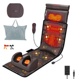 Full Body Massage Mat with Heat, Detachable Shiatsu Neck and Foot Massager, Vibration Massage Mat for Back Pain Relief, 9 Modes 3 Timers, Inflatable Lumbar Pillow, Home Office Gift for Mom Women