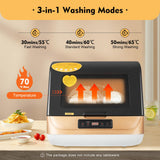 Portable Countertop Dishwasher for 4-6 Sets, Compact Mini Dish Washer with 8L Water Tank,No Installation Needed，800W Dish Washing Machine with 3 Modes for Tableware & Fruit