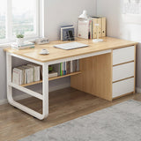 Wooden Study Desk with 3 Drawers & Storage Shelf, Compact Computer Desk for Students & Home Office, Modern Writing Table for Bedroom (47x20x28in, Durable Wood)