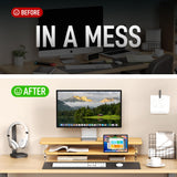 Bamboo Dual Monitor Stand for Desk,31.5 In 2 Tier Computer Riser Organizer