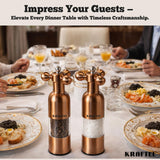 KRAFTEL Premium 8" Salt and Pepper Grinder 2PK. Large Peppermill - Refillable, Adjustable Coarse, Antique Stainless Steel Spice Shaker. Clear Acrylic aesthetic - Cute Copper Color Kitchen Gift for Mom