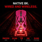 Angry miao AM Infinity Mouse .97 Wireless Gaming Mouse 47g Ultra-Light PAW3950 Sensor, 8K Dual Polling Rate 30,000 DPI, Claw & Fingertip Grip Optimized, 1.2s Hot-Swap Fast Charge, Tri-Mode Mouse Pink