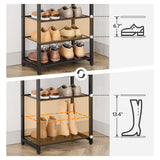 HOOBOR 10 Tier Shoe Rack, Large Capacity Shoe Storage for 18-20 Pairs, Sturdy Metal Shoe Shelf for Closet Entryway, Space Saving Shoe Organizer for Sneakers Heels, Rustic Brown BF40XJ01
