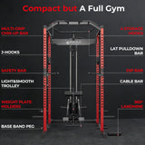 Mikolo F4 2.0 Power Cage with Dual-Track Smooth Pulley System, 1200LBS Power Rack with Leg Hold-Down for Heavy LAT Pulldowns, All-in-One Squat Rack