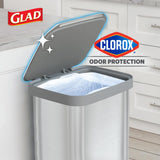 Stainless Steel Step Trash Can, Series 2 with Clorox Protection - Large Metal Kitchen Garbage Bin