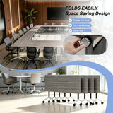 Modern Conference Table with Wheel,Modular Wooden Folding Conference Room Tables for 1-30 Person,Flip Top Meeting Training Table,for Office Seminar Dynamic Commercial Event Classroom(4,Grey,47.2in)