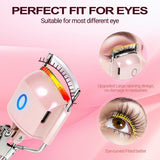 Heated Eyelash Curler Electric Eyelash Curlers 8s Fast Heating Lash Curler Safe Anti-Burn Lash Curler Intelligent Temp Control rizador de pestañas for 24H Long Lasting Curls (Pink)