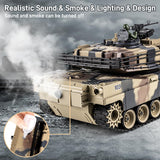 Supdex 1:18 RC Tank that Shoot BBS, 2.4G US M1A2 Remote Control Tank Model Truck Toys, Army Toy with Smoke, Lights, Sound and Recoil, Military RC Vehicle for Adults and Kids 6+ Years Old