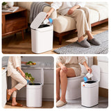 funest Bathroom Trash Can with Lid, Automatic Motion Sensor Trash Can, 3.5 Gallon Garbage Can, Type-C Rechargeable, Bag-Holding Design, Office