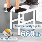 Hafee grace 18.7” Drill-Free Foldable Shower Seat Wall Mounted, 660lb Heavy Duty Fold Down Chair, Fixed-Height for Elderly Home Care Bathroom