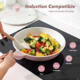 SENSARTE Nonstick Ceramic Frying Pan with Lid 8 Inch Small Omelette Pan Skillet, Free of Intentionally Added PFAS/PTFE Non-toxic Chef's Pan Induction Compatible Pan, Heat Resistant Handle, Sakura Pink