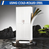 Metal Garage Storage Cabinet with Lock, Steel Tool Cabinet with 2 Doors and 5 Adjustable Shelves