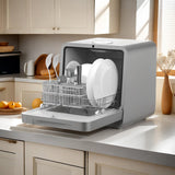 MOMOKOVA Portable Countertop Dishwasher with 5L Built-in Water Tank,Upgraded 7 Program & 24H Delayed Wash,360° Dual Spray, 167℉ High-Temp & No Hookup Needed for Home,white (Stellar Carbon)