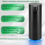 Automatic Hand Soap Dispenser Touchless: Foaming Soap Dispenser Stainless Steel - Free Touch Electric Soap Dispenser Rechargeable with Sensor for Bathroom, Commercial (Black)