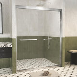 Shower Doors Glass Sliding,Semi-Frameless,1/4" Inch Sgcc Tempered Glass,Stainless Steel Pull Handle,Tempered Glass,Easy to Clean,Matte Black (Brushed Nickel, 60" W x 72" H)
