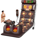 Full Body Massage Mat with Heating Pad, 9 Massage & Speed Modes, Cushioned Mattress for Neck & Back Pain Relief, Relaxation & Comfort (Brown)