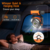 Camping Fan Rechargeable, Large Capacity Battery Powered Fans, 270° Adjustable Rechargeable Fan Portable with LED Light, 4 Speed Cordless Battery Operated Fans with Hanging Hook for Tent Beach Outdoor