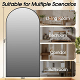 NBGV 76"x34" Floor Mirror Full Length, Arched Full Length Mirror with Stand, Large Full Body Mirrors for Bedroom Living Room or Cloakroom Black