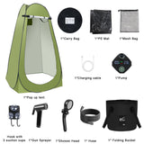 Pop Up Shower Tent for Camping, Portable Outdoor Privacy Shower Tent with 6000mAh Rechargeable Shower (Green)