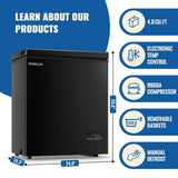 DEMULLER 79L Chest Freezer with Electronic Panel Mini Deep Freezers with Two Wire Baskets Compact Size & Low Noise & Rapid Cooling White