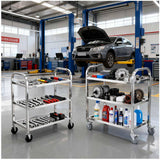 Stainless Steel Cart On Wheels,2/3-Tier Detachable Stainless Steel Utility Rolling Service Cart,Kitchen Storage Cart,Service Carts for Restaurants,Hotels and Commercial Use(2 Tier,37.4x19.7x37.4in)