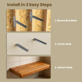 Minimalist 24″Floating Teak Shower Bench: Warm, Easy to Install (No Tile!), Holds 670 lbs for a Modern Bathroom.