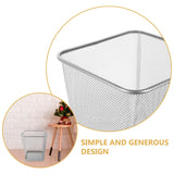 Kichvoe Square Mesh Office Garbage Bin Silver Iron Wastebasket