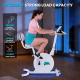 3-1 Exercise Bike with Desktop Stand for Home, Adjustable Stationary Bike with Laptop Backrest, Space Saving Heavy Duty Desk Bicycle for Indoor Office Workstation Cardio, Weight Loss & Pedaling