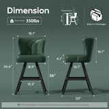 Ollega 26" Green Swivel Counter Height Bar Stools Set of 4, 18.9" Wide Seat