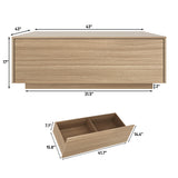 chartustriable 43” Square Coffee Table with Storage, 43" D x 43" W x 17" H Modern Large Square Center Table with 2 Drawers, Wood Coffee Table for Living Room, Light Brown,Bedroom,Light Brown