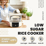 Low Carb Rice Cooker, Multifunction Smart Rice Cooker, Transparent and Visible food Steamer with Auto Lift Filter Basket (5L)