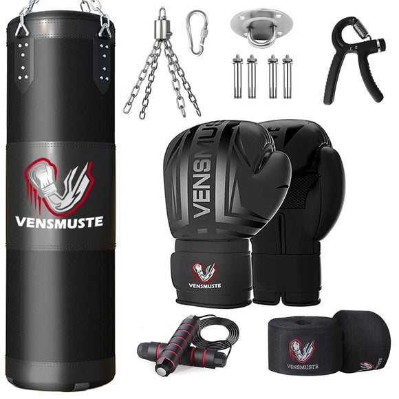 Vensmuste Punching Bag for Adults, 4FT Oxford Heavy Boxing Bag Set, Punching Bag with 12OZ Boxing Gloves, Chains, Hand Wraps, etc. Suitable for MMA Karate Kickboxing Boxing - Unfilled Vensmuste