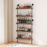 Woskar 5-Tier Wall Mounted Wine Rack, Floating Bar Shelves, Liquor Bottle Shelf Display, Holds 30+ Bottles, Space Saving (31.5" W x 79" H)