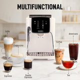 Zulay Kitchen Magia Automatic Espresso Machine – Clasica, Cream Silver – Super Automatic Coffee Maker with Built-in Grinder, Steam Wand, Self-Cleaning, Touch Panel, for Bean & Ground Coffee