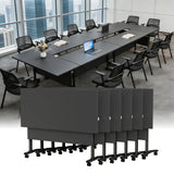 Rolling Mobile Folding Modular Conference Tables for Office Classroom Meeting Library Training Seminar 6 Seater Black 61.0IN