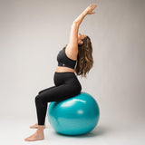 BABYGO Birthing Ball - Pregnancy Yoga Labor & Exercise Ball & Book Set Trimester Targeting, Maternity Physio, Birth & Recovery Plan Included Anti Burst Eco Friendly (Turquoise, 65cm)
