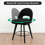 BONBEUR Swivel Bar Stools Set of 4, 26 Inch Upholstered Counter Height Stools with Back, Modern Wooden Counter Stools for Kitchen Island, Black