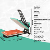 Heat Press Machine, Slide-Out Semi-Automatic T Shirt Press Machine, 110V 2000W Clamshell Heat Press,