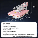 Heat Press Machine with Slide Out Lower Platen,2000W Digital Control Heat Transfer Printer