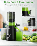 ECOSELF Juicer Machines Easy to Clean, With Wide Mouth & Large Feed Chute For Whole Fruits & Vegetables, Slow Masticating Juicer Hands-Free, Quiet Motor, Cold Press Juicer For Family, With Pusher