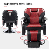 OmySalon Classic Barber Chair Reclining Hair Salon Stylist Chair All Purpose, Heavy Duty Hydraulic Pump, Adjustable Headrest, Tattoo Barbershop Beauty Spa Equipment