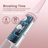 AJELU Electric Toothbrush Set for Women with UV Light Drying Holder, 8 Brush Heads, Smart Timer, USB Rechargeable – Soft Pink Edition