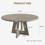 47 Inch Round Dining Table for 4-6 People, Circle Dinner Table with Wooden Cross Pedestal Base