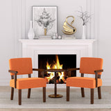 FAGAGA Accent Chair, Mid-Century Armchair with Solid Wood Frame, Orange