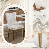 SSLine White Faux Marble Round Dining Table Set for 4 with Velvet Chairs