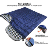 REDCAMP Cotton Flannel Sleeping Bag for Adults, XL 32F Comfortable, Envelope with Compression Sack Blue 2lbs(95"x35")