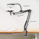 Overhead Camera Mount with Ring Light, Flexible Articulating Phone Arm Stand Compatible with iPhone, Logitech Webcam, Desk Tripod for YouTube Live Stream Cooking Nail Video Recording