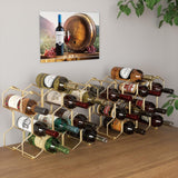 Buruis Countertop Wine Rack, 14-Bottle Modern Freestanding Metal Holder for Red and White Wine, Tabletop, Kitchen, Bar, and Cabinet Storage (Gold)