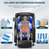AVSAMOQ Massage Chair Full Body, Zero Gravity Massage Chair Recliner with Air Pressure, 8 Fixed Massage Rollers, Heating, Foot Roller, Bluetooth Speaker, for Home Office Men Women (Black)
