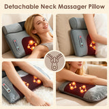 Flannel Full Body Massage Mat Electric Multifunctional Massage Chair Pad with 9 Vibration Modes Heat Timer Shiatsu Neck Foot Massager Lumbar Pillow Carry Bag Earplugs Anti-Slip Bottom for Mom Gift